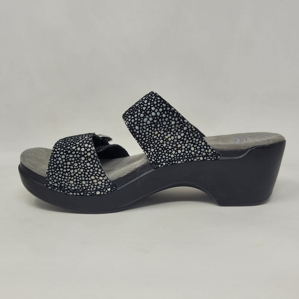 Dansko Sandals Eu38 Us8 Black Shagreen Sophie Lea… - image 6